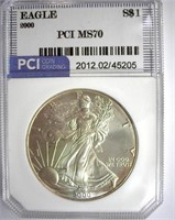 2000 Silver Eagle PCI MS-70 LISTS FOR $4350