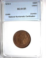 1876-H Cent NNC MS-64 BR Canada