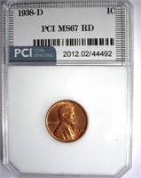 1938-D Cent PCI MS-67 RD LISTS FOR $325