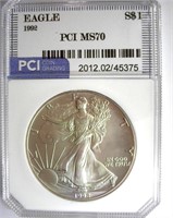 1992 Silver Eagle PCI MS-70 LISTS FOR $1650