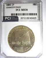 1987-P S$1 Constitution PCI MS-70