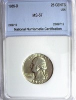 1955-D Quarter NNC MS-67 LISTS FOR $14000
