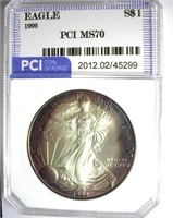 1999 Silver Eagle PCI MS-70 LISTS FOR $16000