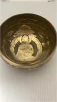 Solid Brass Etched Buddha Bowl 5" Diameter X 3" Hi