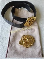 alexis kirk belt buckle & leather belt
