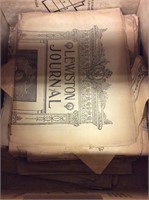 Old newspaper Lewiston Journal prints. In poor