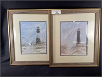 2 Framed Lighthouse Paintings By Debbie Robinson