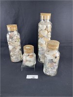 4 Home Decor Glass Jars Filled w Sea Shells