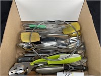 Box Of Kitchen Items And Flatware