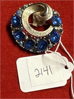 Vintage lisner cobalt blue brooch
