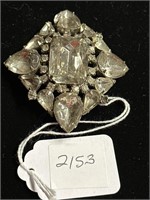 Vintage diamond shaped rhinestone Brooch probably