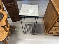 WROUGHT IRON END TABLE/PLANT STAND WITH TILE TOP