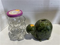 Turtle bank, vintage Kraft teddy bear jar
