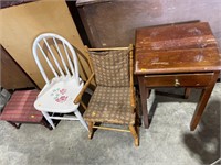 2 Vintage kids chairs, stool, stand