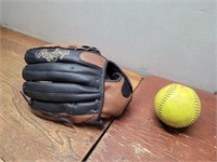 Rawling Baseball Glove LEATHER + Ball