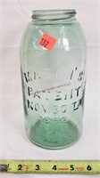 Antique Green Mason's Jar- 8¼"t