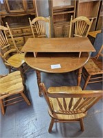 Early solid wood table with 6 beautiful oak chairs