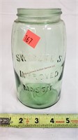 Antique Green Swayzees Quart Jar