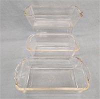 (3) Glass Pyrex and Fire King Loaf Pans