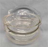 (6) Clear Pyrex and Anchor Hocking Bowls and Pie