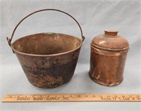 Small Copper Bucket w Handle- 6 in x 10 in