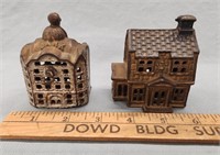 (2) Small Cast Iron Still Banks- 3 Inches Tall