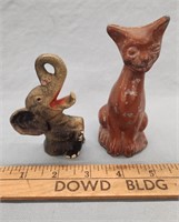 Cast Iron Elephant and Cat Figure