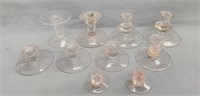 (10) Glass Candle Stick Holders