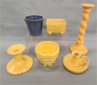(3) Glazed Pottery Planters- One Shawnee 625, One