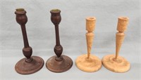 (2) Pairs of Wooden Candlestick Holders