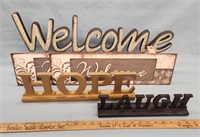 (4) Home Decor Signs- Hope, Laugh, Welcome