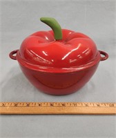 Apple Shaped Cast Iron Pan w Lid - Appears Unused