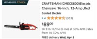 Electric Chainsaw (Open Box, Untested)