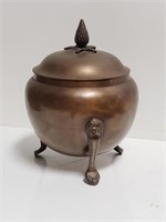 Brass Copper Lion Footed Bowl Cauldron & Lid