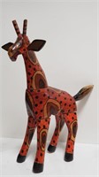 70s Folk Art Hand Painted Wooden Giraffe