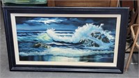 Framed Crashing Waves Oil Painting