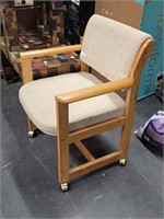 Wood Framed Cushioned Rolling Chair *