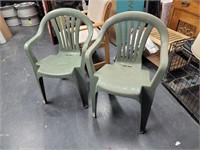 (2) Stackable Plastic Patio Chairs
