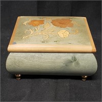 Beautiful Wooden Inlaid Footed Jewelry Box