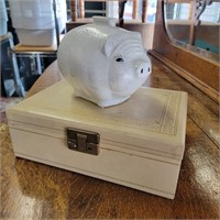 Porcelain Piggy Bank And Jewelry Box