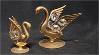 (2) 1992 24kt Gold Plated Swan Figurine