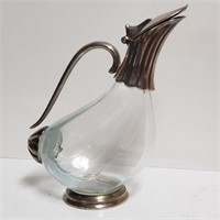 Glass & Silver Plated Duck Bird Decanter Bottle