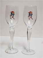 9.5" Skiing Gnome Wine Glasses