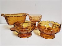 (4) Amber Glass Candy Dishes