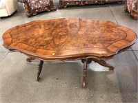 Antique Burl Wood Inlaid Coffee Table - approx.