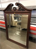Wood Framed Beveled Glass Wall Mirror - approx. 4