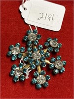 Vintage blue snowflake brooch