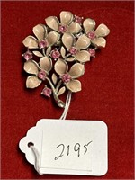 Vintage LISNER enameled pink flower brooch