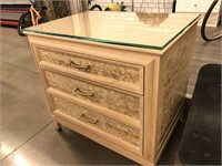 3 Drawer Nightstand with Shell Inlay Design and