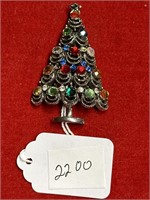 Vintage multicolored Christmas tree brooch